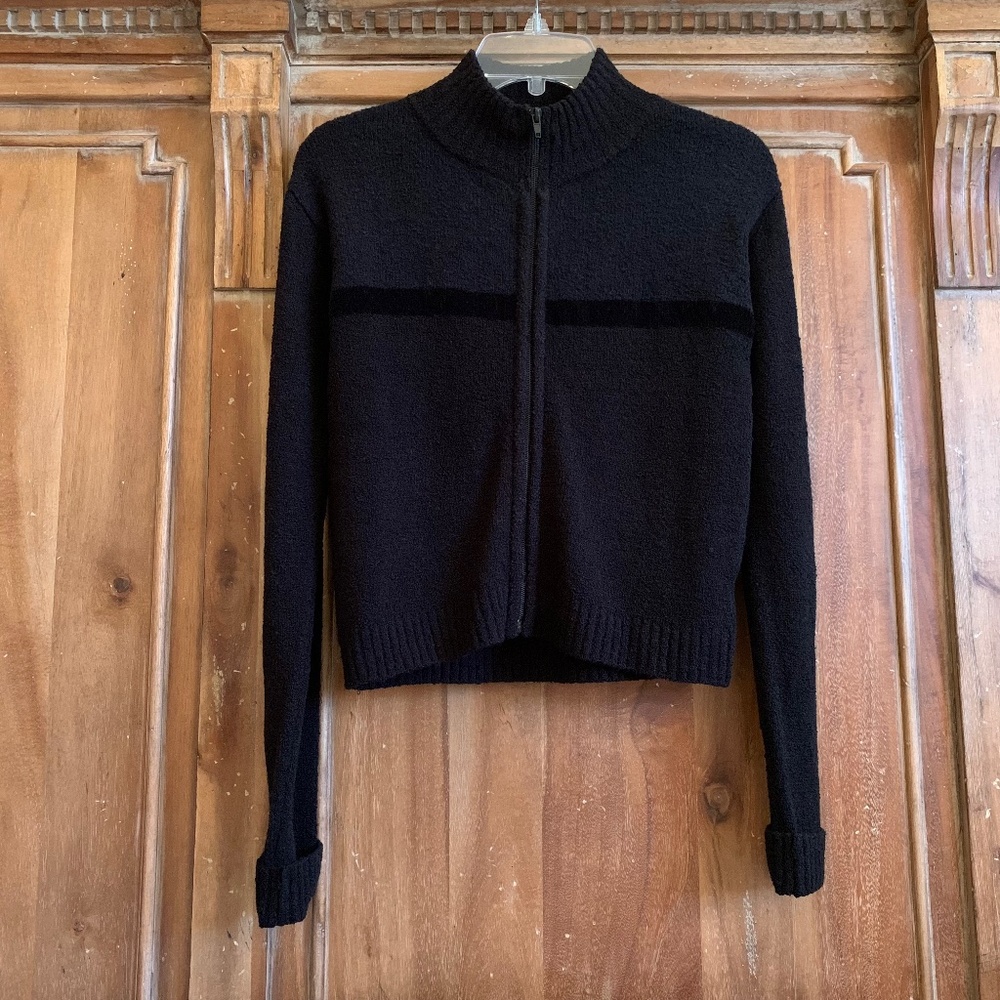 Miss Selfridge Zip UP Cardigan Black Size Small NWOT